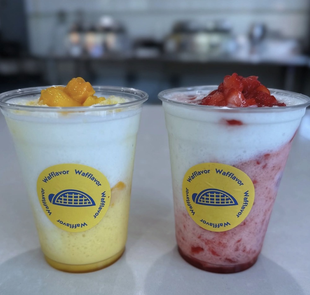 Yogurt drinks with fruit on top